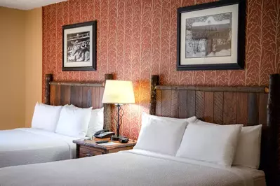 two beds in hotel room