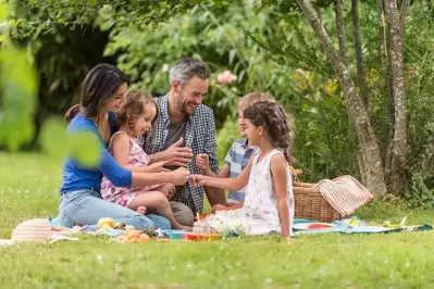 Family on a picnic outdoors