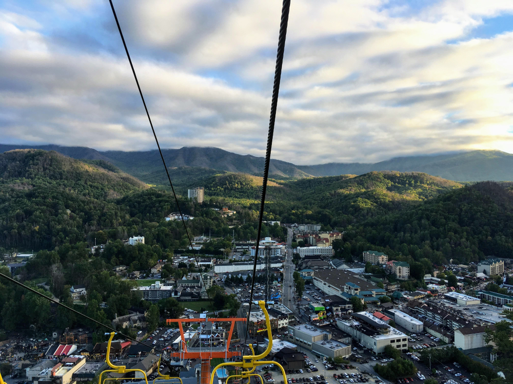 view of gatlinburg from skylift